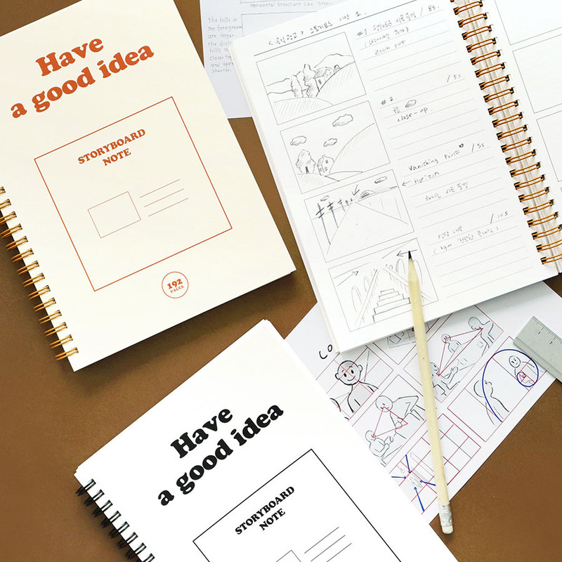 Drawing a comic strip in A5 storyboard notebook