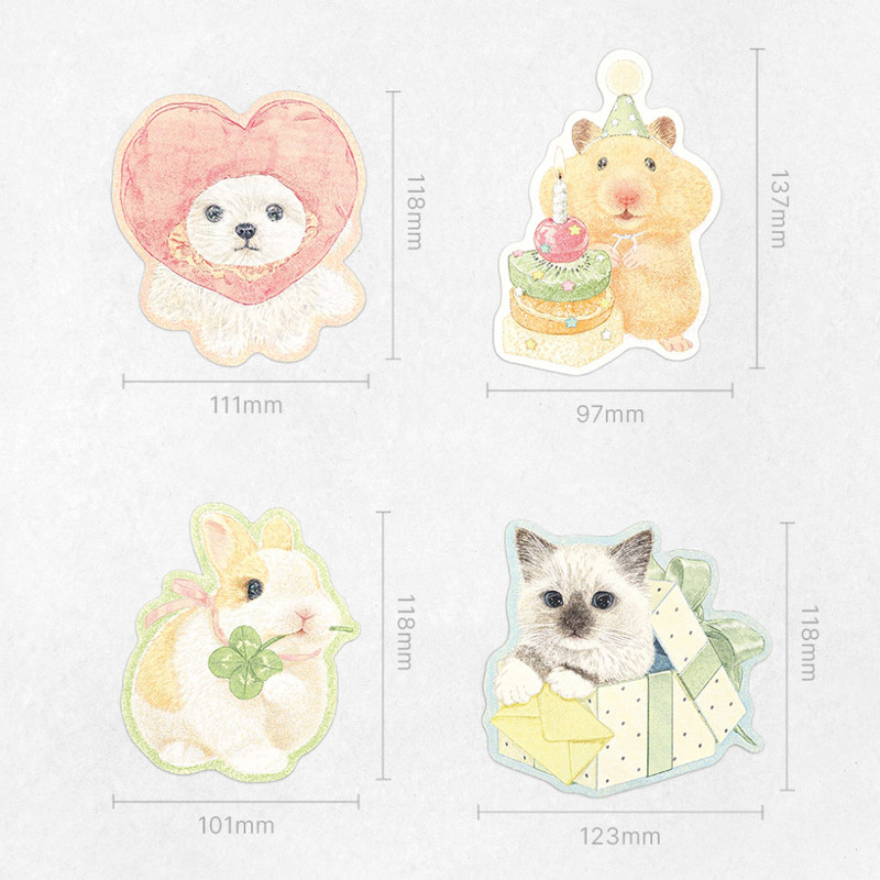 Size - Dash and Dot Velvet Love Die-cut Animal Mini Card