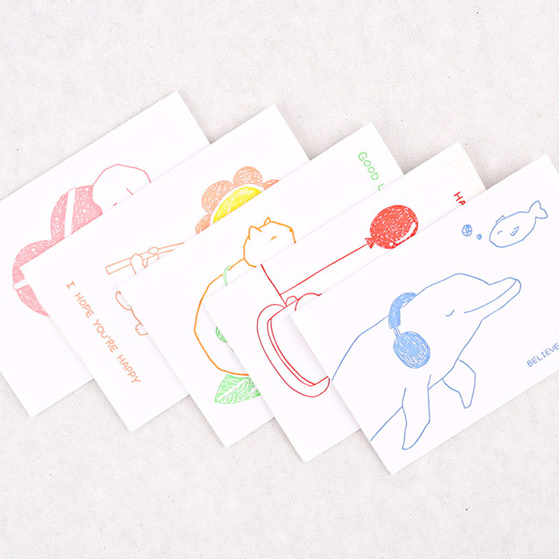Letterpress Printing Design -  Dash and Dot Cute Letterpress Animal Mini Greeting Card With Envelope