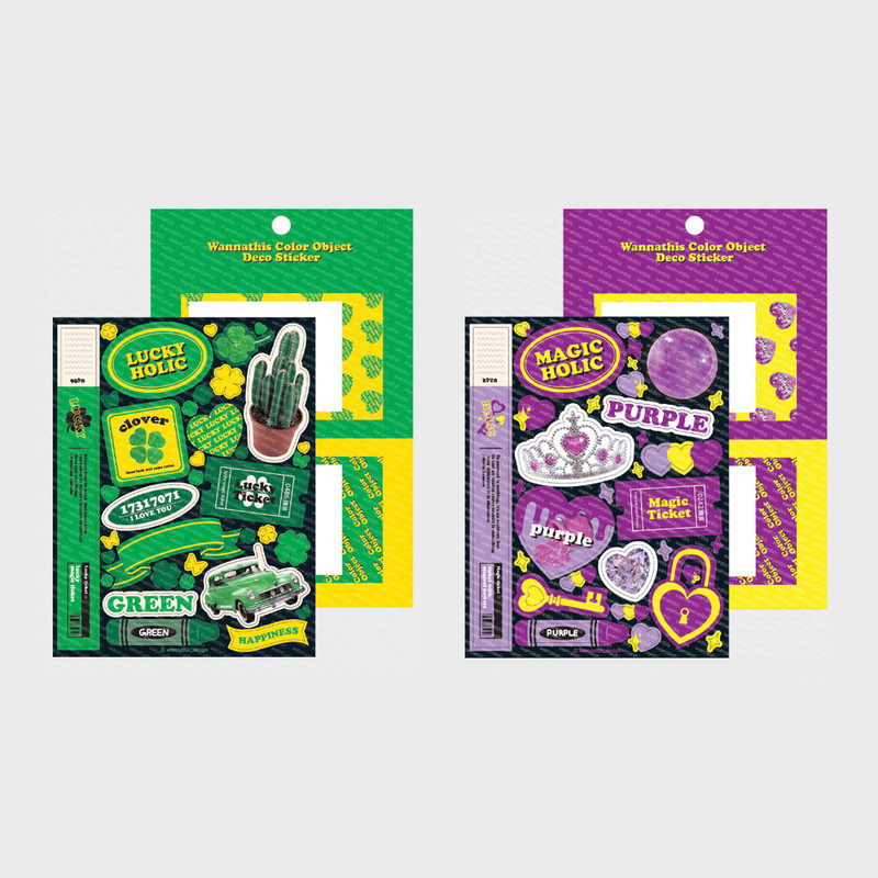 Pack of 6 Sheets - Wanna This Color Object Removable Decorative Sticker Pack