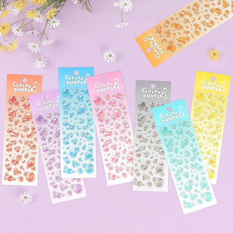 Clear & Holographic Stickers - Wanna This Translucent Holographic Color Bubble Sticker Set