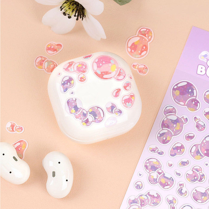 Usage example of Wanna This Translucent Holographic Color Bubble Sticker Set