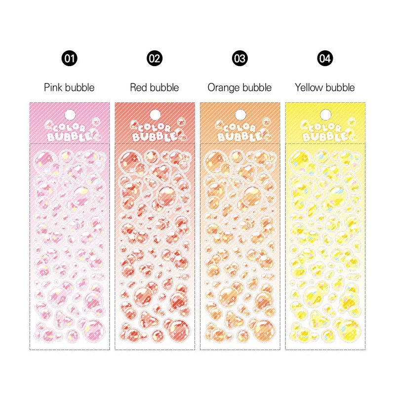 Set of 8 sheets - Wanna This Translucent Holographic Color Bubble Sticker Set