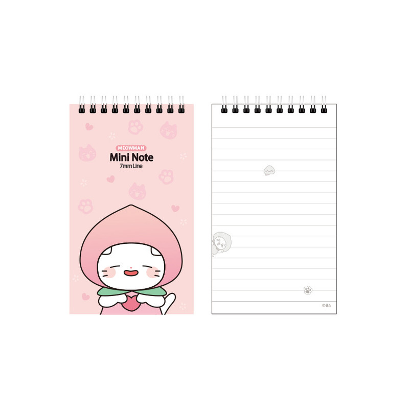 Peach Chunbae - Meowman Cute Cat PP Cover Lined Memo Pad