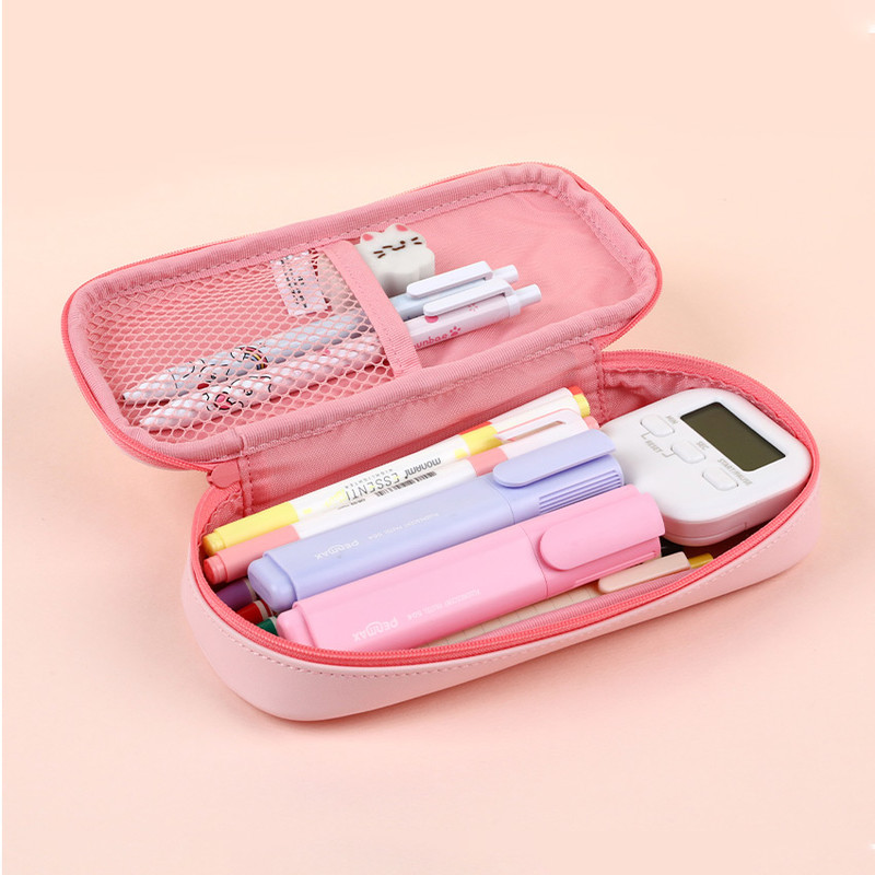 Flat Opening - Meowman Cute Cat PVC Large Multi-Purpose Pencil Case