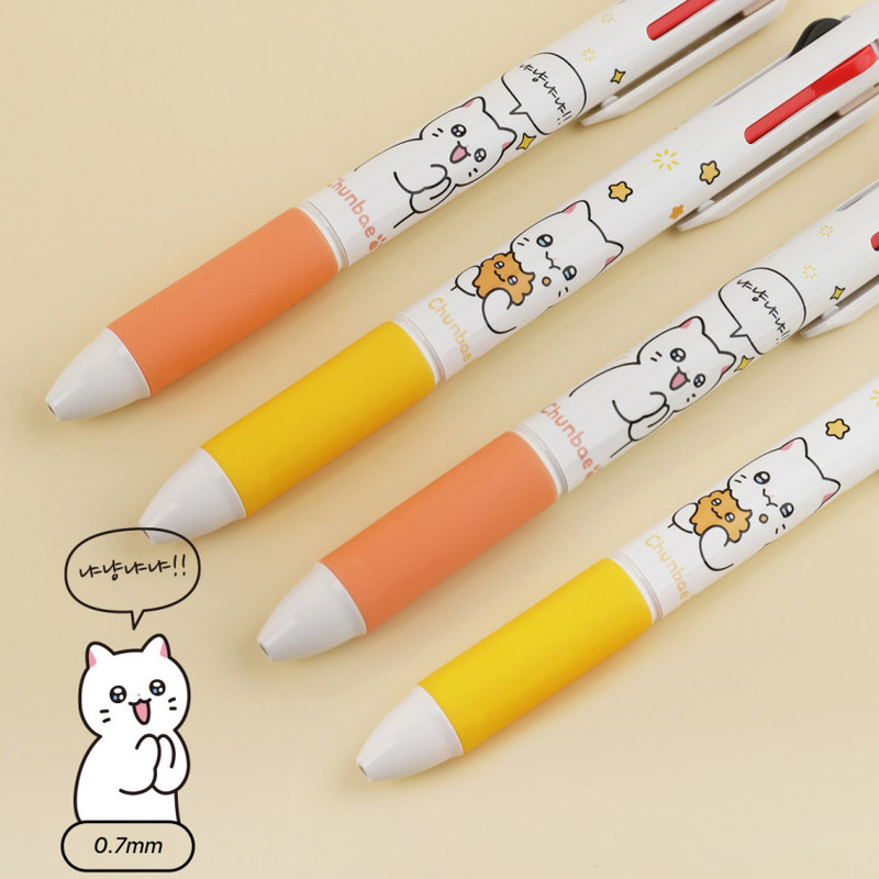 Meowman Cute Cat Multi-Color Ballpoint Pen and Mechanical Pencil Combo