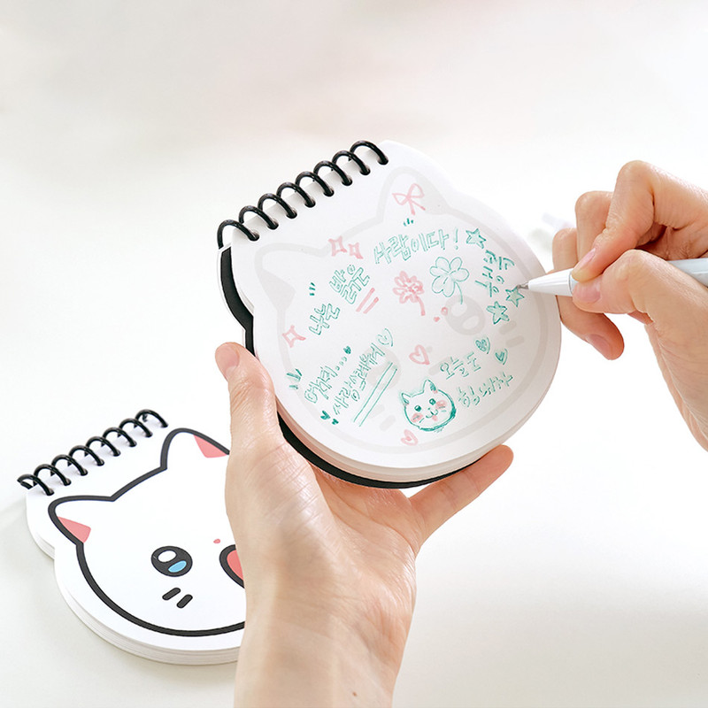 Die-cut cat face Design - Meow Man Cute Cat Face Mini Spiral Memo Pad