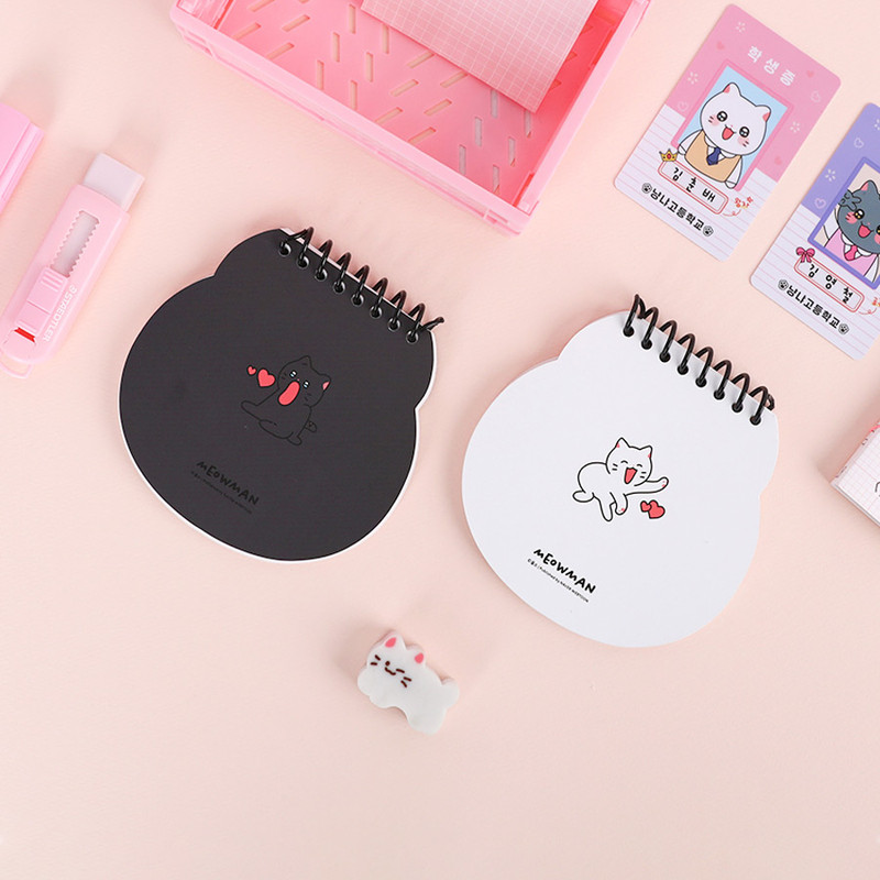 Back Cover Design - Meow Man Cute Cat Face Mini Spiral Memo Pad