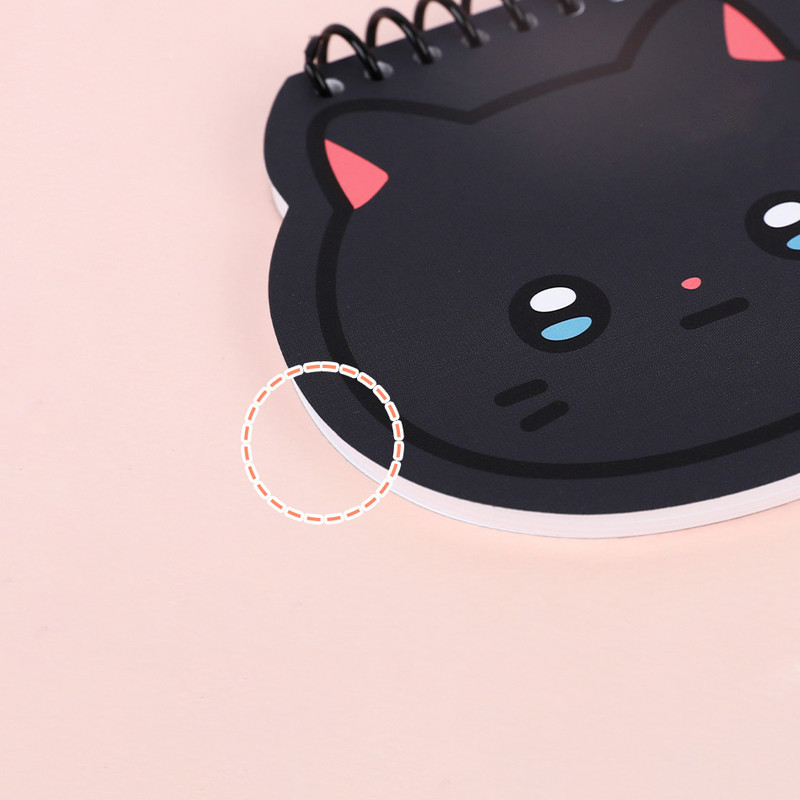 Round Edge - Meow Man Cute Cat Face Mini Spiral Memo Pad