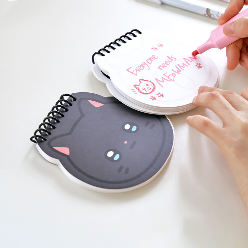 100gsm Paper - Meow Man Cute Cat Face Mini Spiral Memo Pad