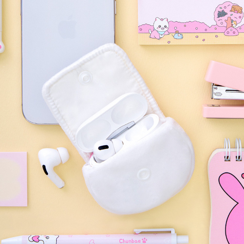 Earbud Case - Meow Man Cute Cat Plush AirPods Case With Keyring