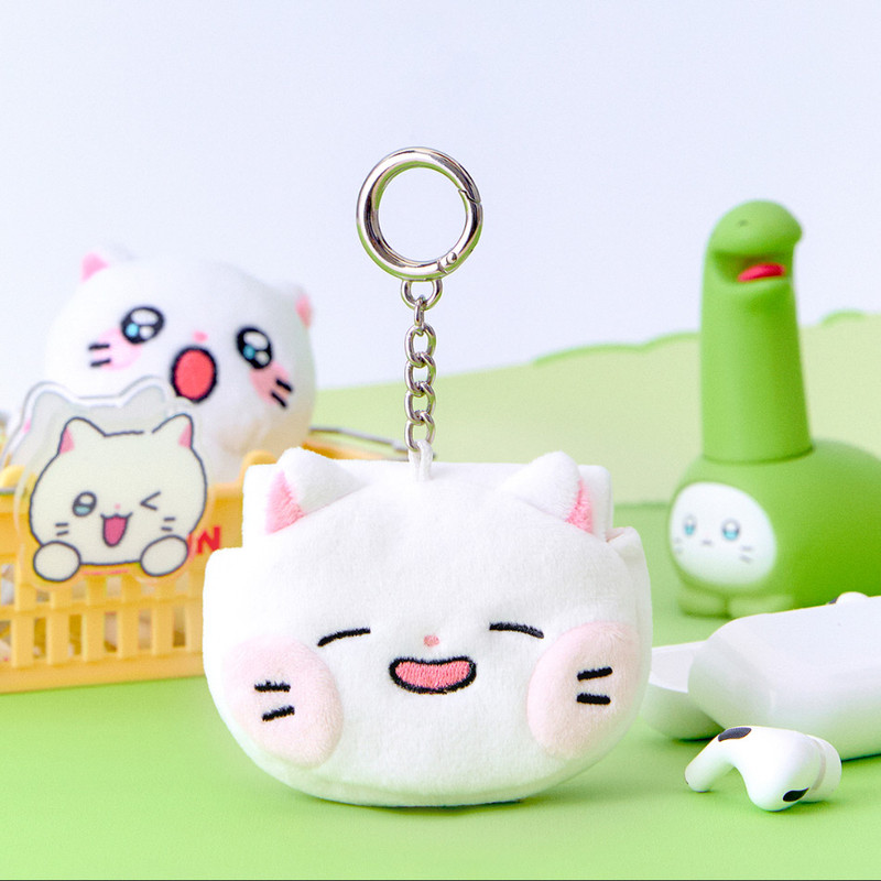 Meow Man Cute Cat Plush AirPods Case With Keyring