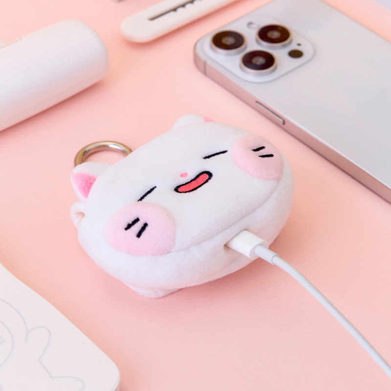 Meow Man Cute Cat Plush AirPods Case With Keyring