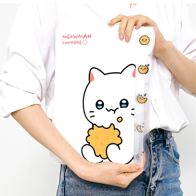 A4 Size - Meow Man Cute Cookie Cat 5-Pocket A4 Document Organizer