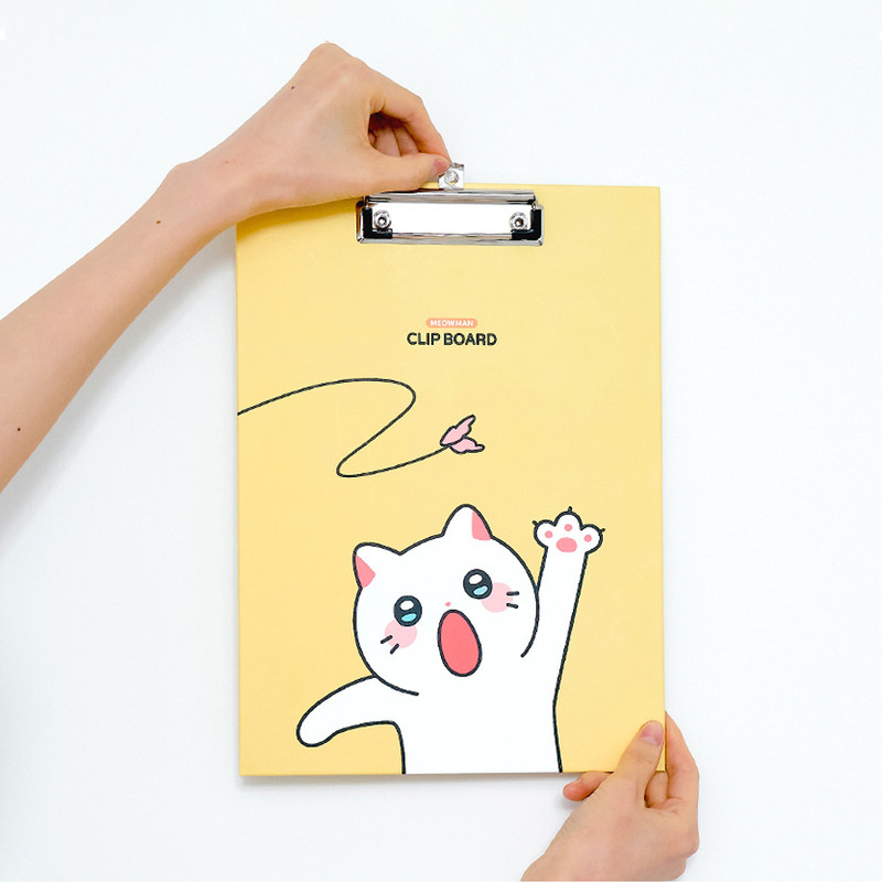 Retractable Wall Hook - Meow Man Cute Cat A4 Clipboard