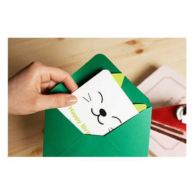 DOA Green cat happy birthday greeting card DOA Green cat happy birthday greeting card