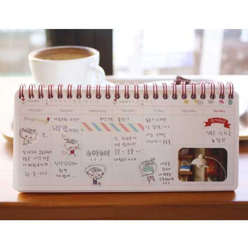 N.IVY Today's picture diary twin wire desk weekly scheduler planner