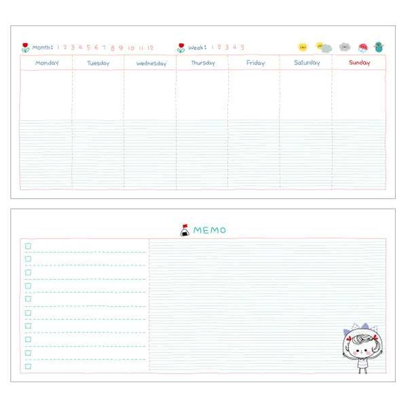 N.IVY Today's picture diary twin wire desk weekly scheduler planner