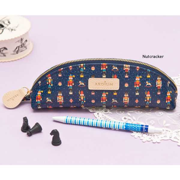 Ardium Half moon zipper pencil case with flower pattern