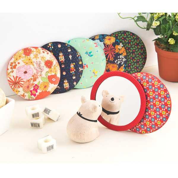 Ardium Flower pattern pocket round handy mirror