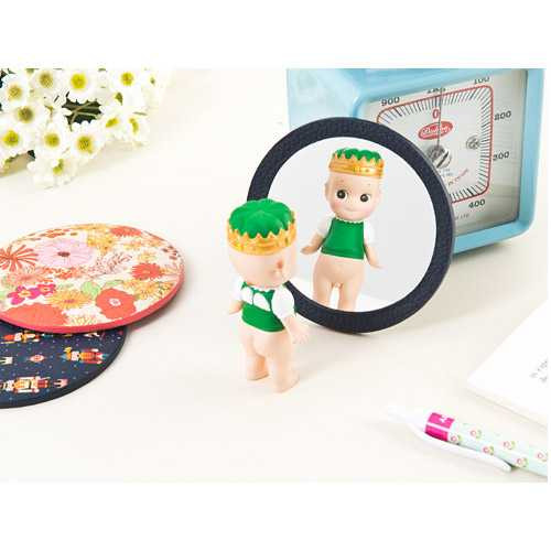 Ardium Flower pattern pocket round handy mirror