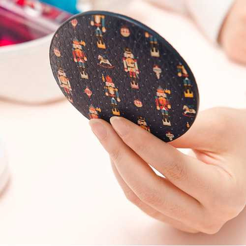 Ardium Flower pattern pocket round handy mirror