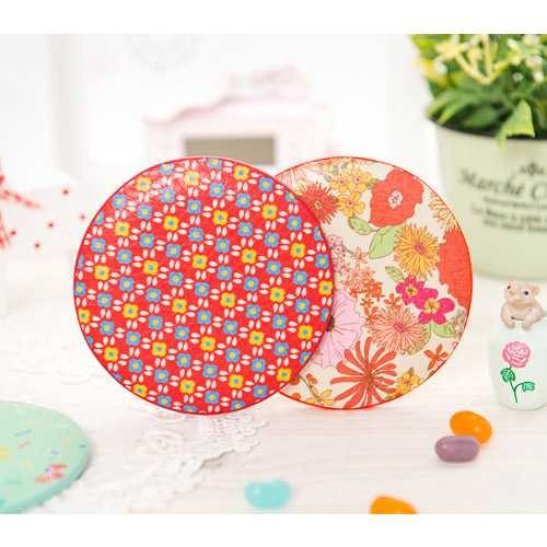 Ardium Flower pattern pocket round handy mirror