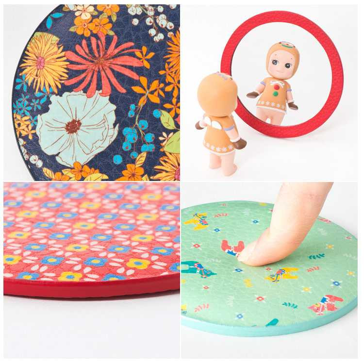 Ardium Flower pattern pocket round handy mirror