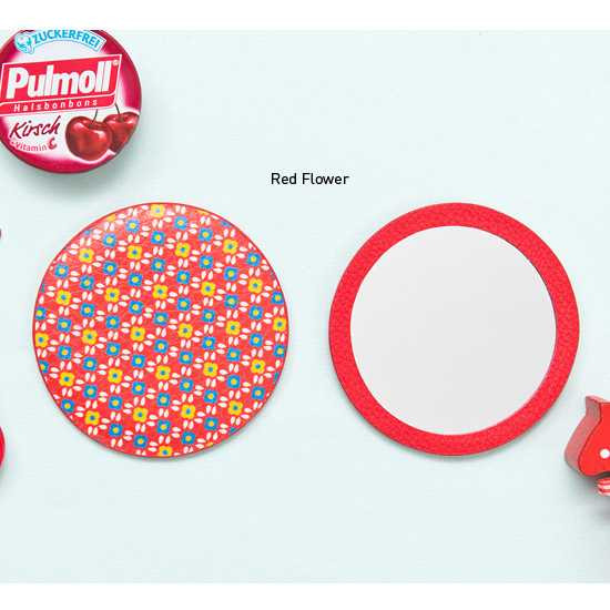 Ardium Flower pattern pocket round handy mirror