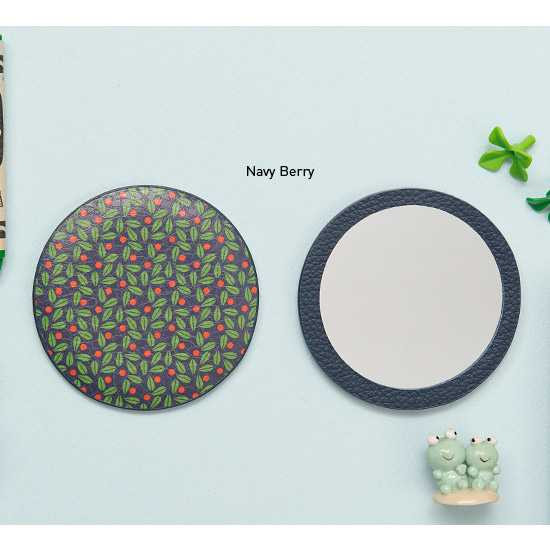Ardium Flower pattern pocket round handy mirror