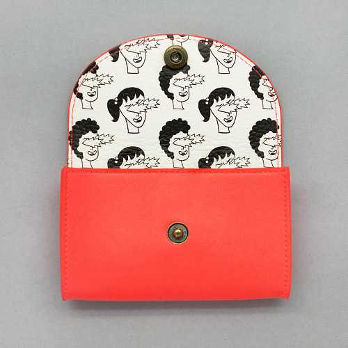 Oohlala Neon peach mini pocket card case pouch