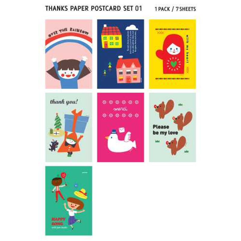 Jam studio illustration thank you postcard set type 01 Jam studio illustration thank you postcard set type 01