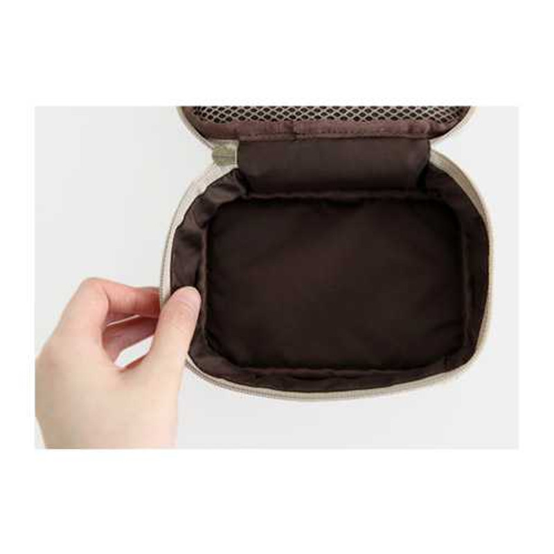 Indigo The basic canvas check pattern pouch with handle Indigo The basic canvas check pattern pouch with handle