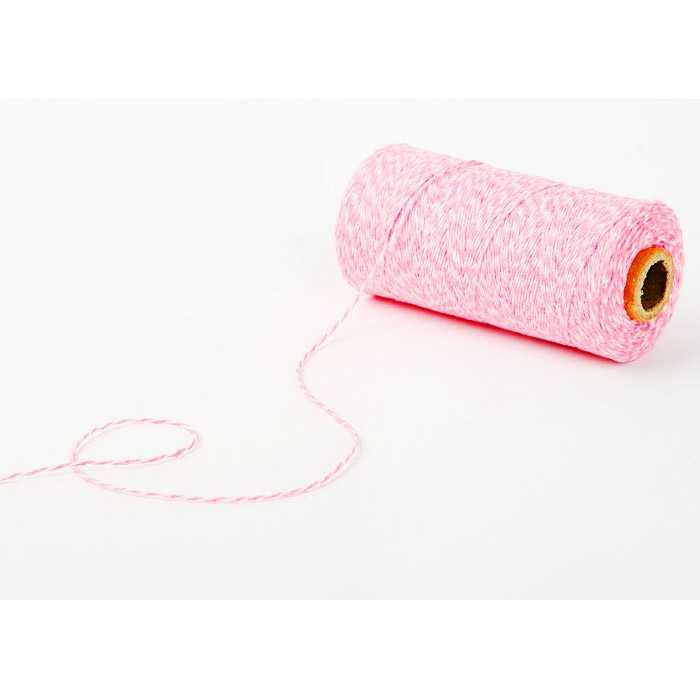 Dailylike Roll Twine cotton string - Pink with white stripe 236yd