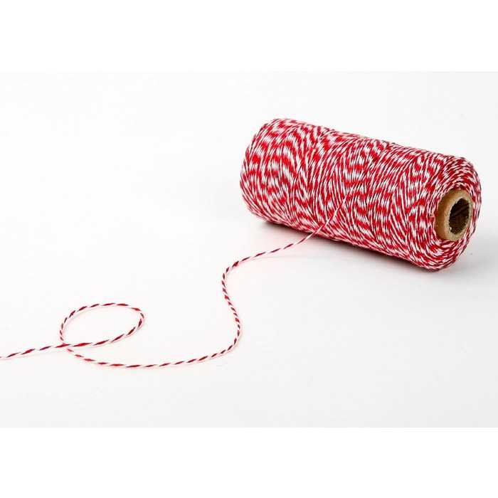Dailylike Roll Twine cotton string - Red with white stripe 236yd