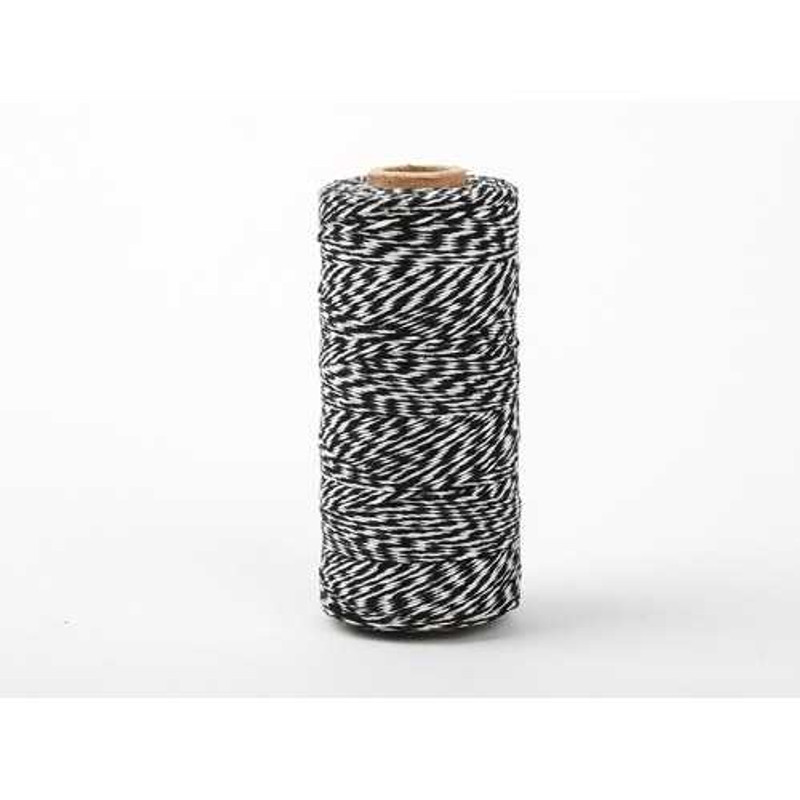 Dailylike Roll Twine cotton string - Black with white stripe 236yd