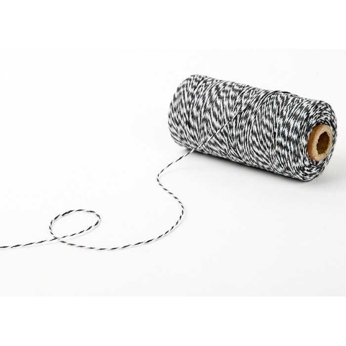 Dailylike Roll Twine cotton string - Dark gray with white stripe 236yd