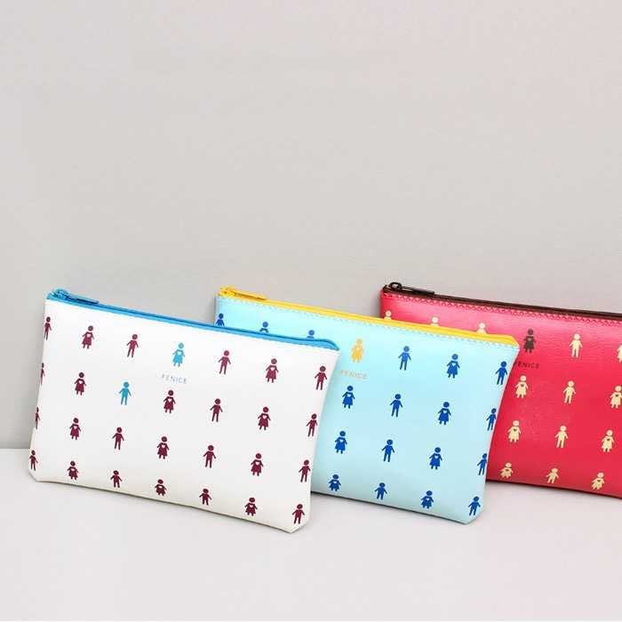 Fenice Link the mind pattern zipper multi pouch