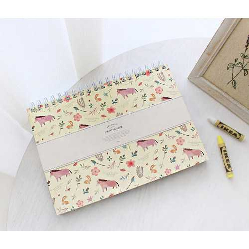 Indigo Willow story pattern lined drawing wirebound notebook