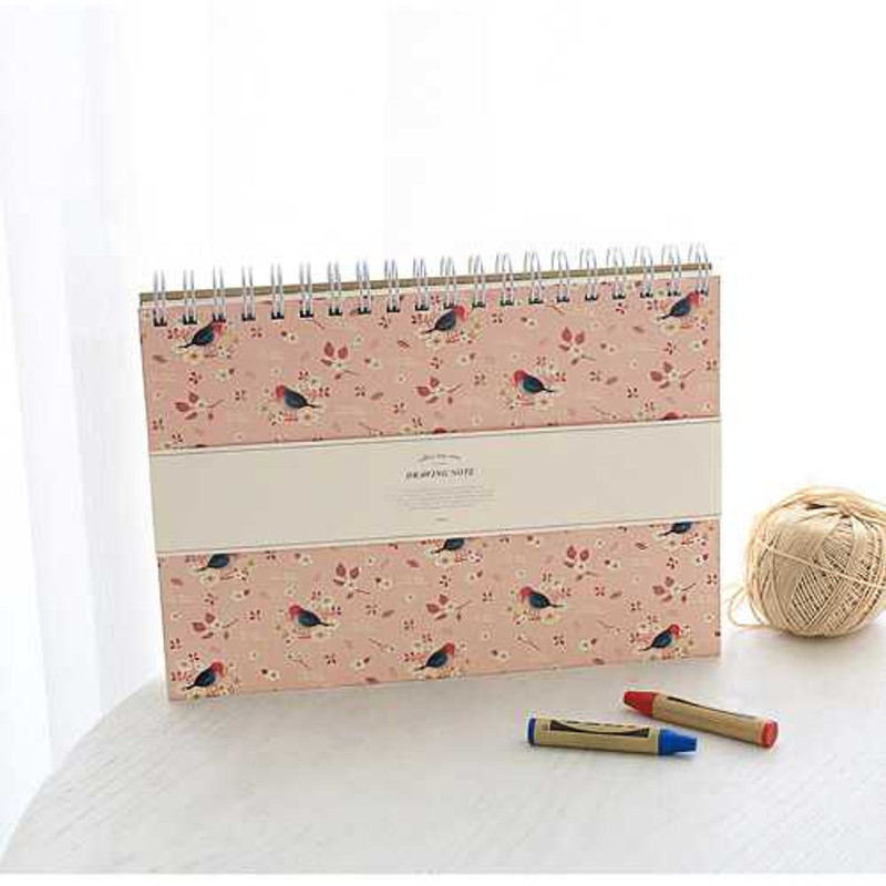 Indigo Willow story pattern lined drawing wirebound notebook