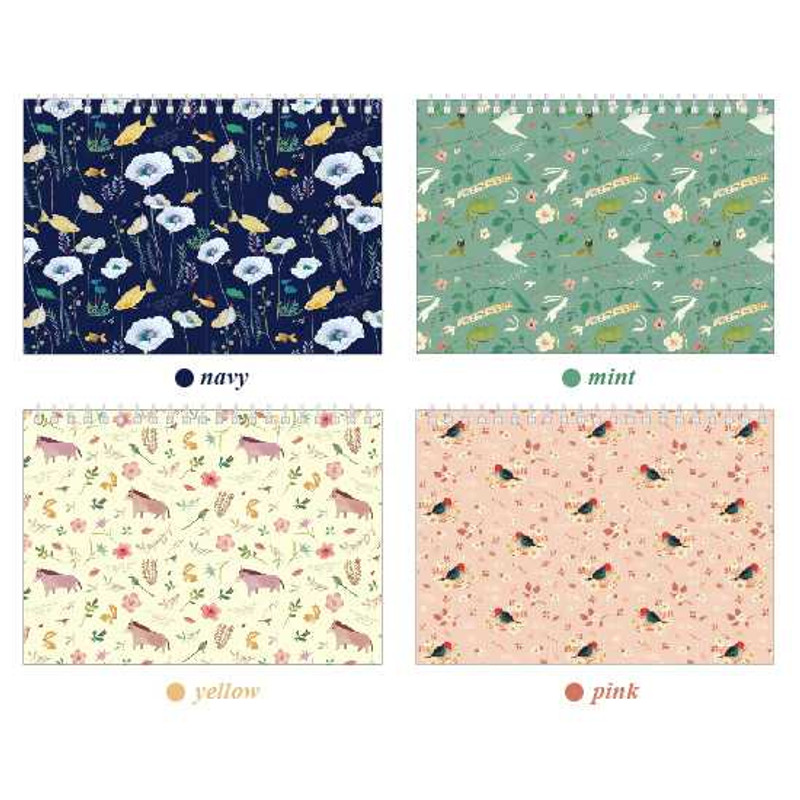 Indigo Willow story pattern lined drawing wirebound notebook