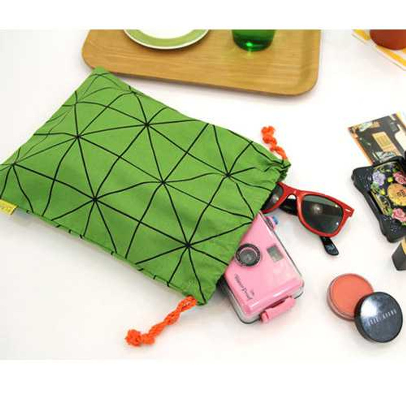 PlanD Pattern fabric drawstring medium pouch PlanD Pattern fabric drawstring medium pouch