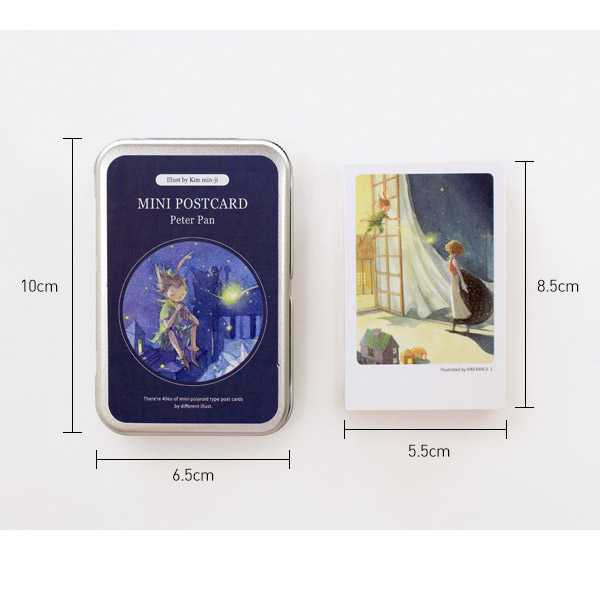 Indigo Peter pan illustration mini postcard set