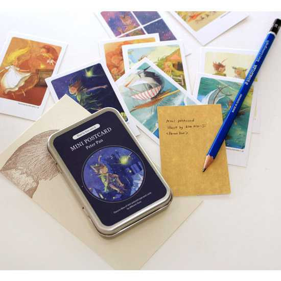 Indigo Peter pan illustration mini postcard set