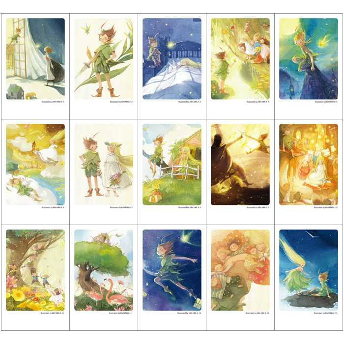 Indigo Peter pan illustration mini postcard set