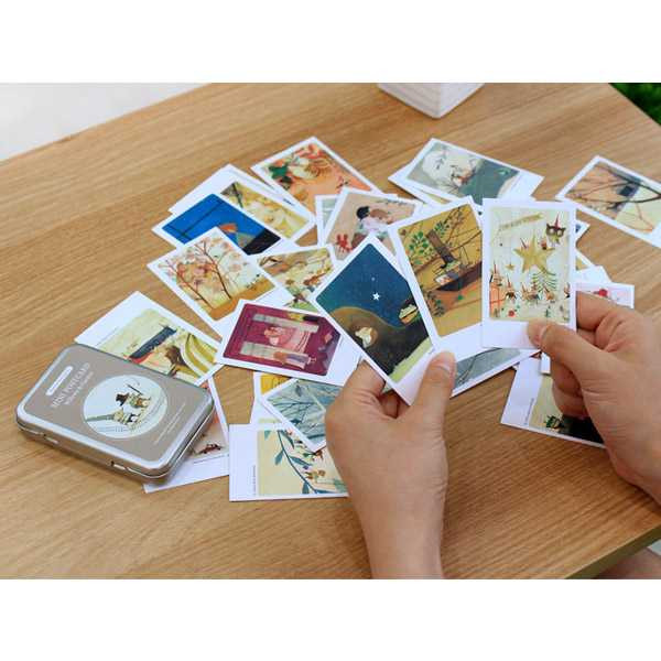 Indigo Willow garden illustration mini postcard set