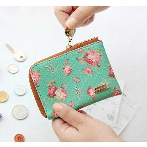 Wanna This Pour vous flower pattern half zip around wallet