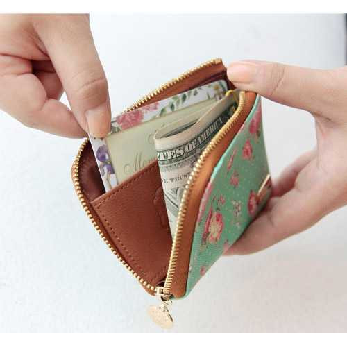 Wanna This Pour vous flower pattern half zip around wallet