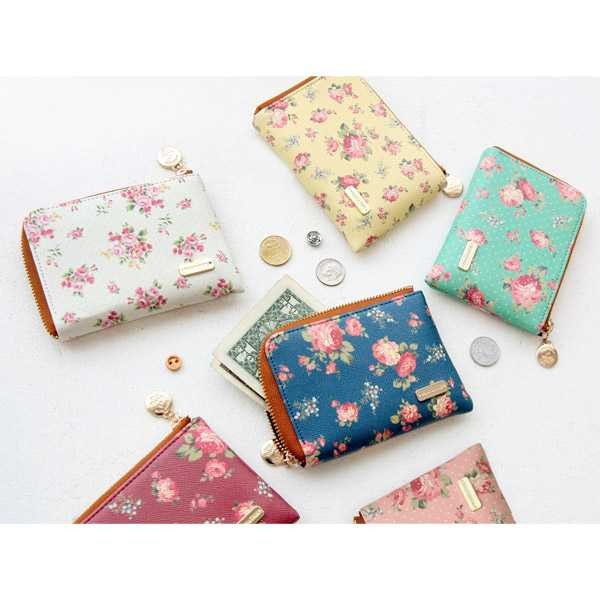 Wanna This Pour vous flower pattern half zip around wallet