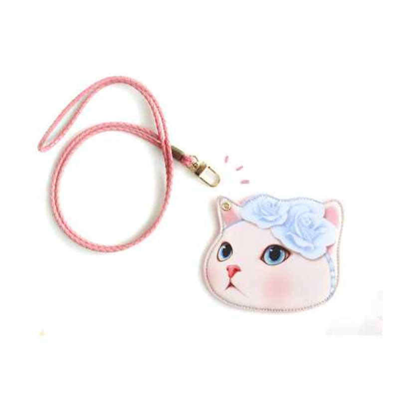 Jetoy Choo Choo cat petit flat card case with neck strap